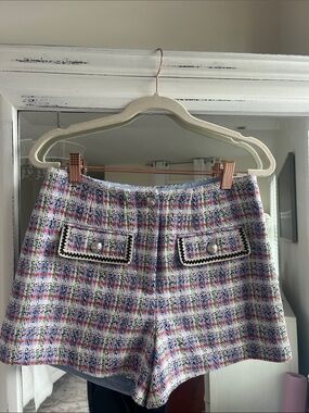 House of Harlow 1960 Pastel Multicolor Tweed High-Waist Shorts